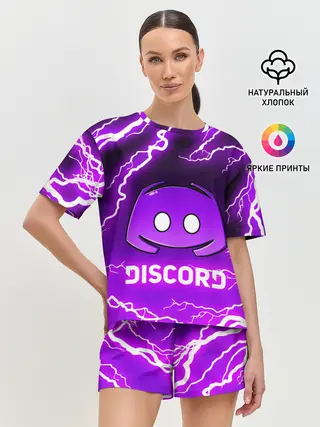 Женская пижама с шортами / DISCORD / ДИСКОРД / МОЛНИЯ
