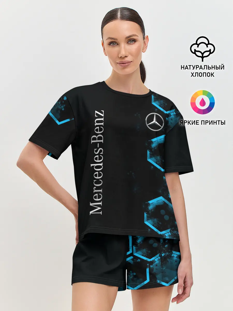 Женская пижама с шортами / Mercedes | Мерседес | Неон