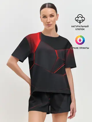 Женская пижама с шортами / Красные плиты 3D