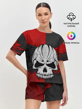 Женская пижама с шортами / Крылатый череп 3D