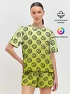 Женская пижама с шортами / узор спиральки на желтом фоне