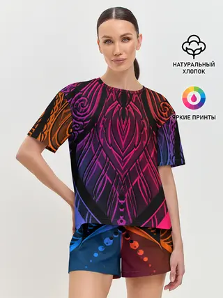 Женская пижама с шортами / Фиолетовый узор 3D