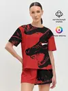 Женская пижама с шортами / Красный волк 3D