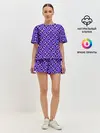 Женская пижама с шортами / Синие острые узоры