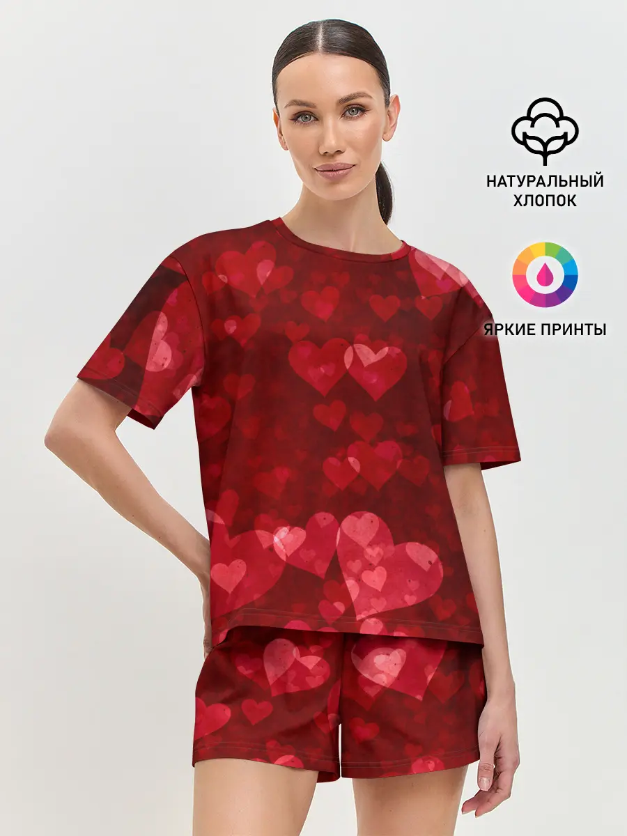 Женская пижама с шортами / СЕРДЕЧКИ | HEARTS