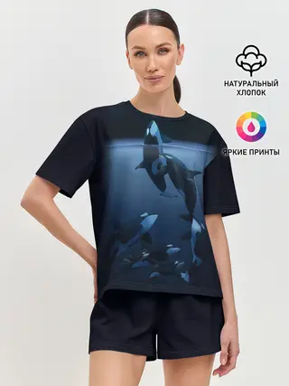 Женская пижама с шортами / касатки