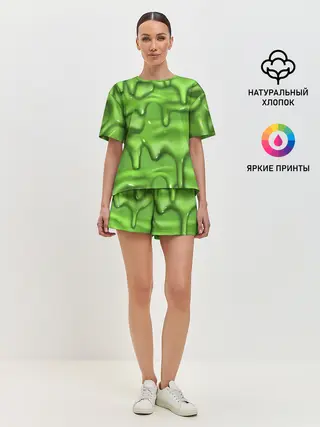 Женская пижама с шортами / Green Slime