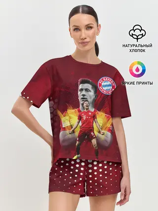 Женская пижама с шортами / РОБЕРТ ЛЕВАНДОВСКИ / БАВАРИЯ