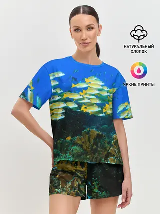 Женская пижама с шортами / Коралловые рыбки