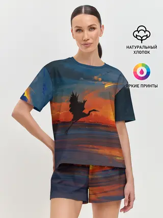 Женская пижама с шортами / Прибрежный закат