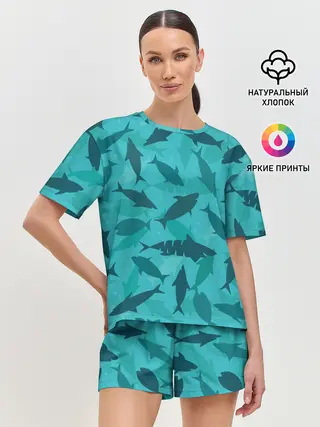 Женская пижама с шортами / Морские жители