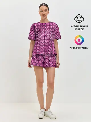Женская пижама с шортами / Pink Alligator