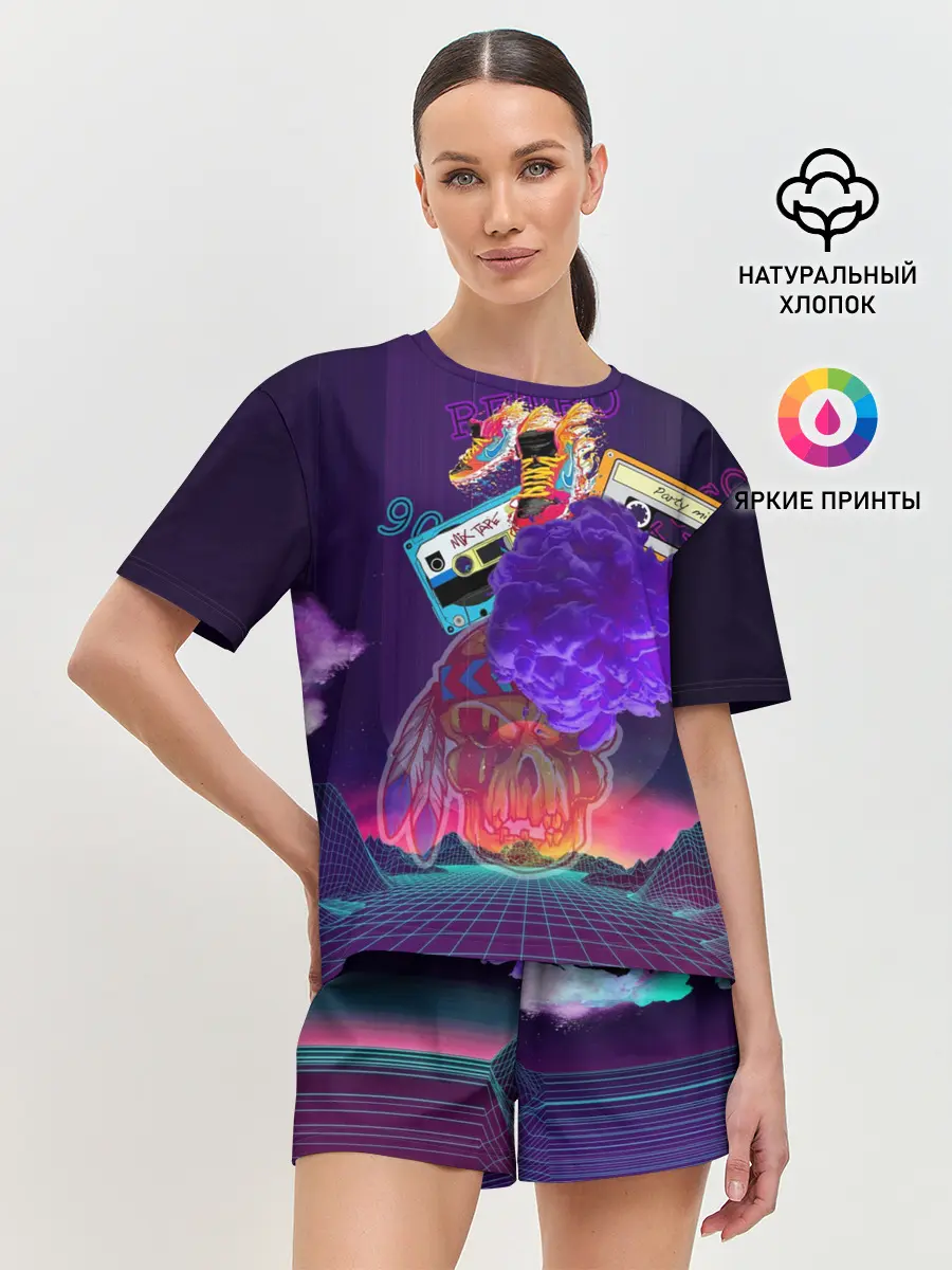 Женская пижама с шортами / Ретро 90-е.