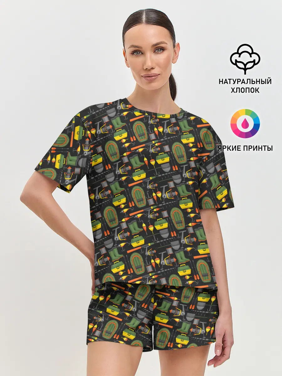 Женская пижама с шортами / Время порыбачить
