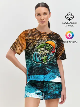 Женская пижама с шортами / Рыба на крючке