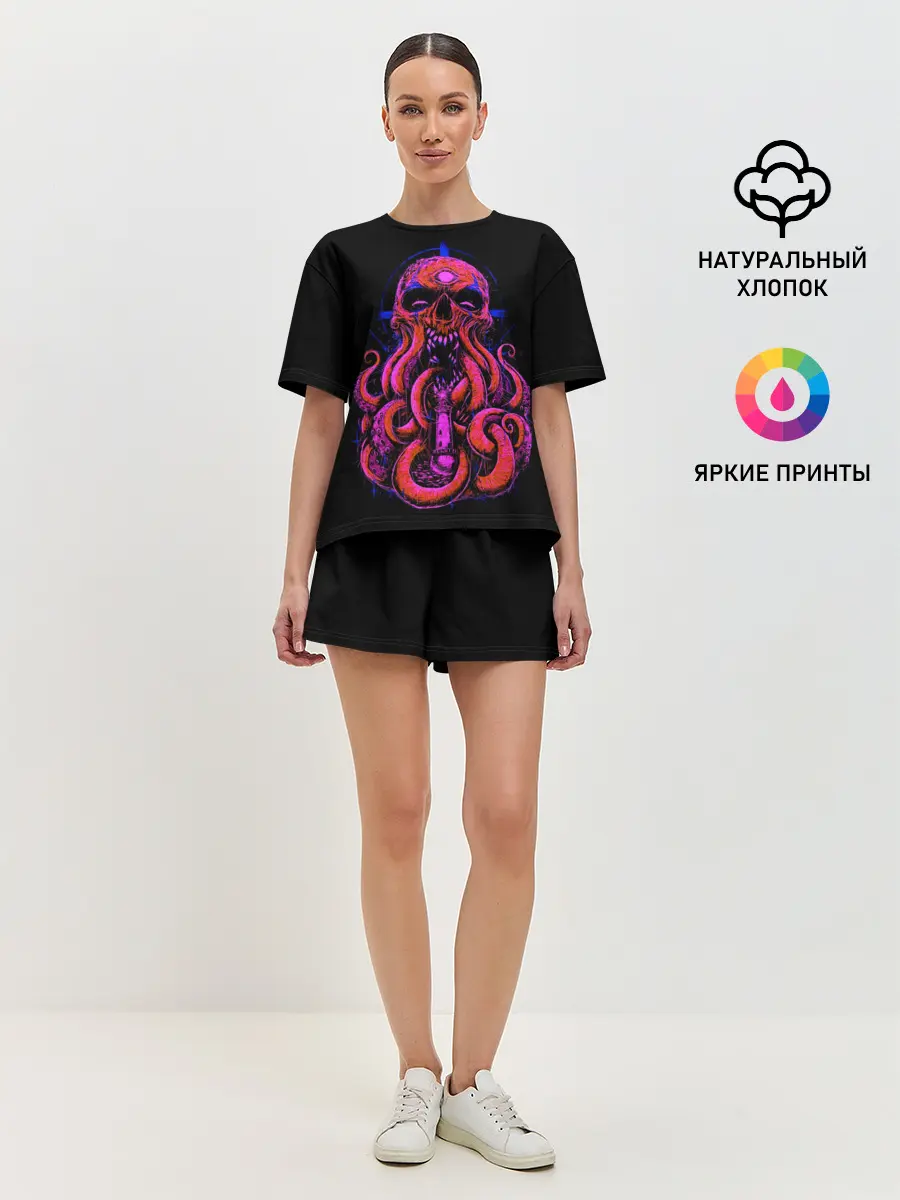 Женская пижама с шортами / Череп Осьминог | Octopus Skull