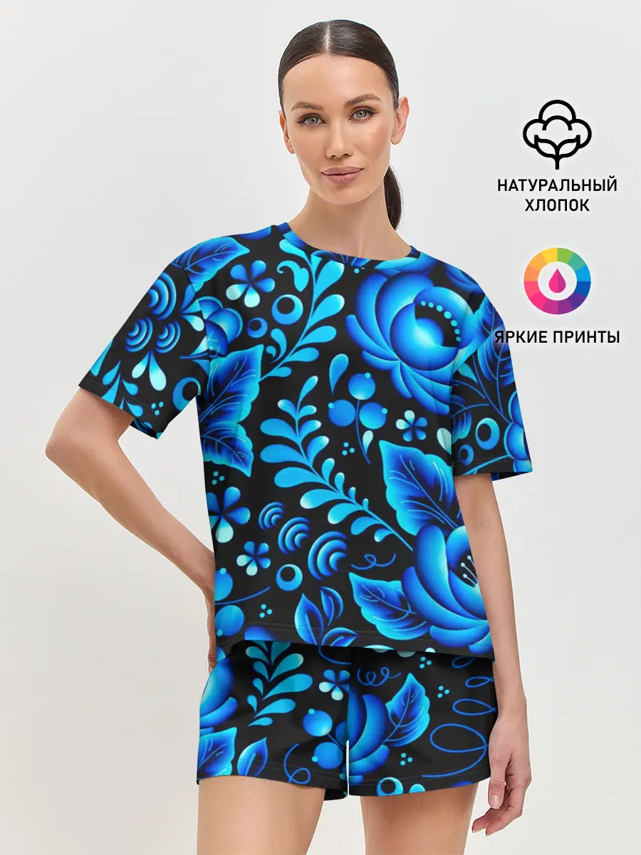 Женская пижама с шортами / Гжель