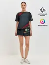 Женская пижама с шортами / 3D Dark red & black