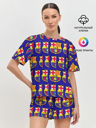 Женская пижама с шортами / ФК БАРСЕЛОНА / PATTERN / УЗОР