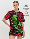 Женская пижама с шортами / ХОХЛОМА ЛИСТЬЯ И ЯГОДЫ