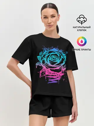 Женская пижама с шортами / Неоновая Роза | Neon Rose