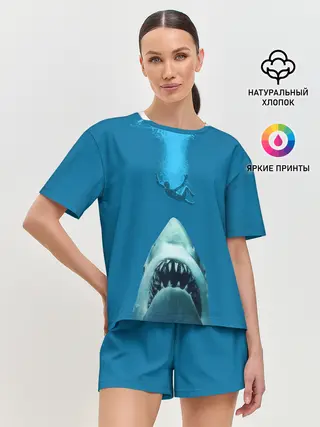 Женская пижама с шортами / Челюсти