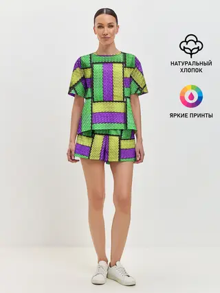 Женская пижама с шортами / Цветные Ремешки