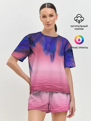 Женская пижама с шортами / Неоновые Тропики