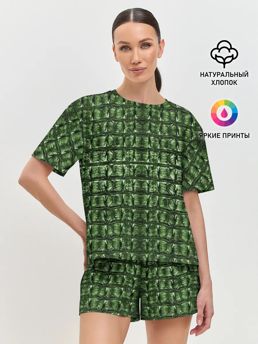 Женская пижама с шортами / Текстура Аллигатора