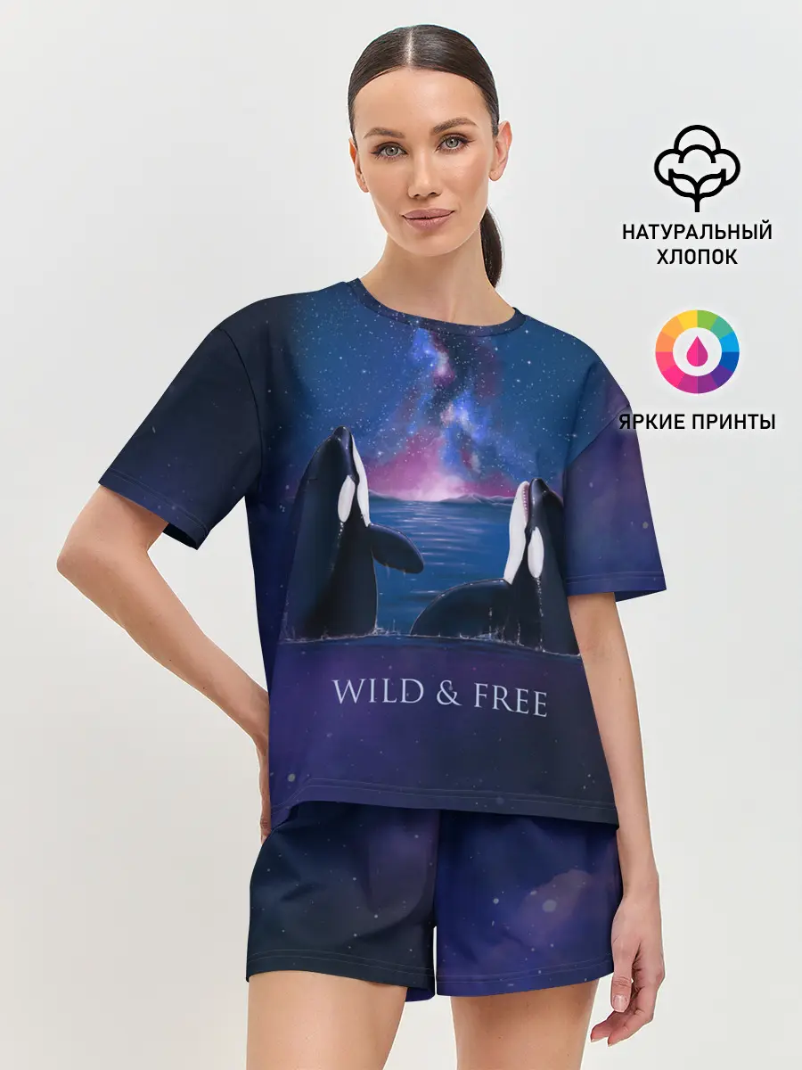 Женская пижама с шортами / косатка