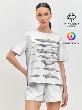 Женская пижама с шортами / киты графика