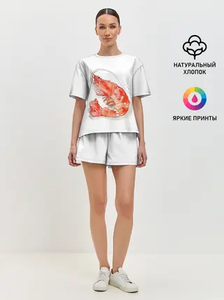 Женская пижама с шортами / креветка