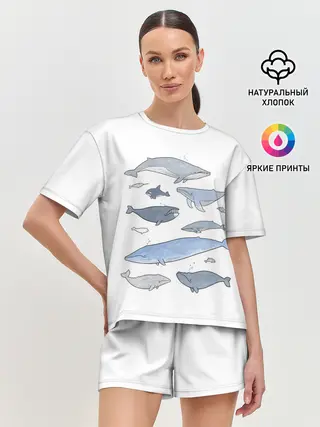 Женская пижама с шортами / киты