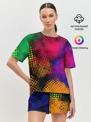 Женская пижама с шортами / Цветные Разводы