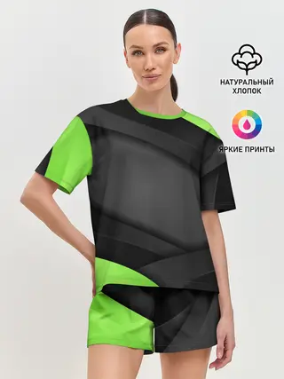 Женская пижама с шортами / Green / Black