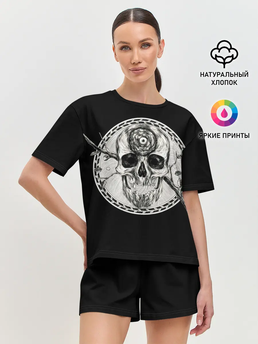 Женская пижама с шортами / Череп Глаз и Ветвь