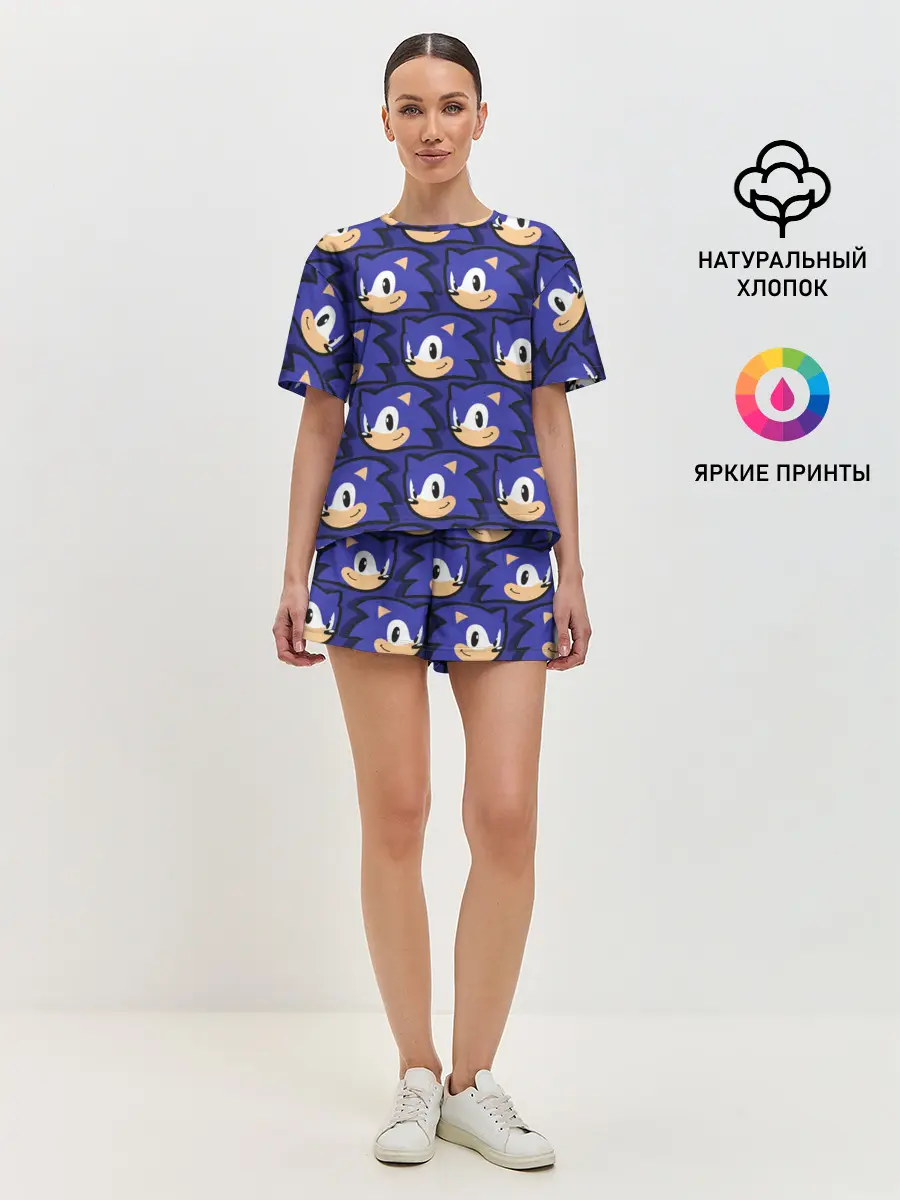 Женская пижама с шортами / Sonic pattern