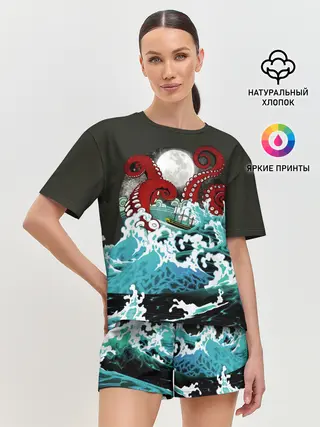 Женская пижама с шортами / Корабль на Волнах | Кракен