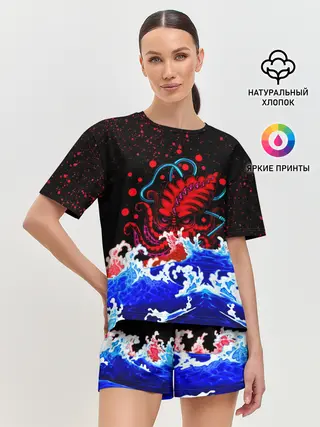Женская пижама с шортами / Кровавый Кракен Монстр