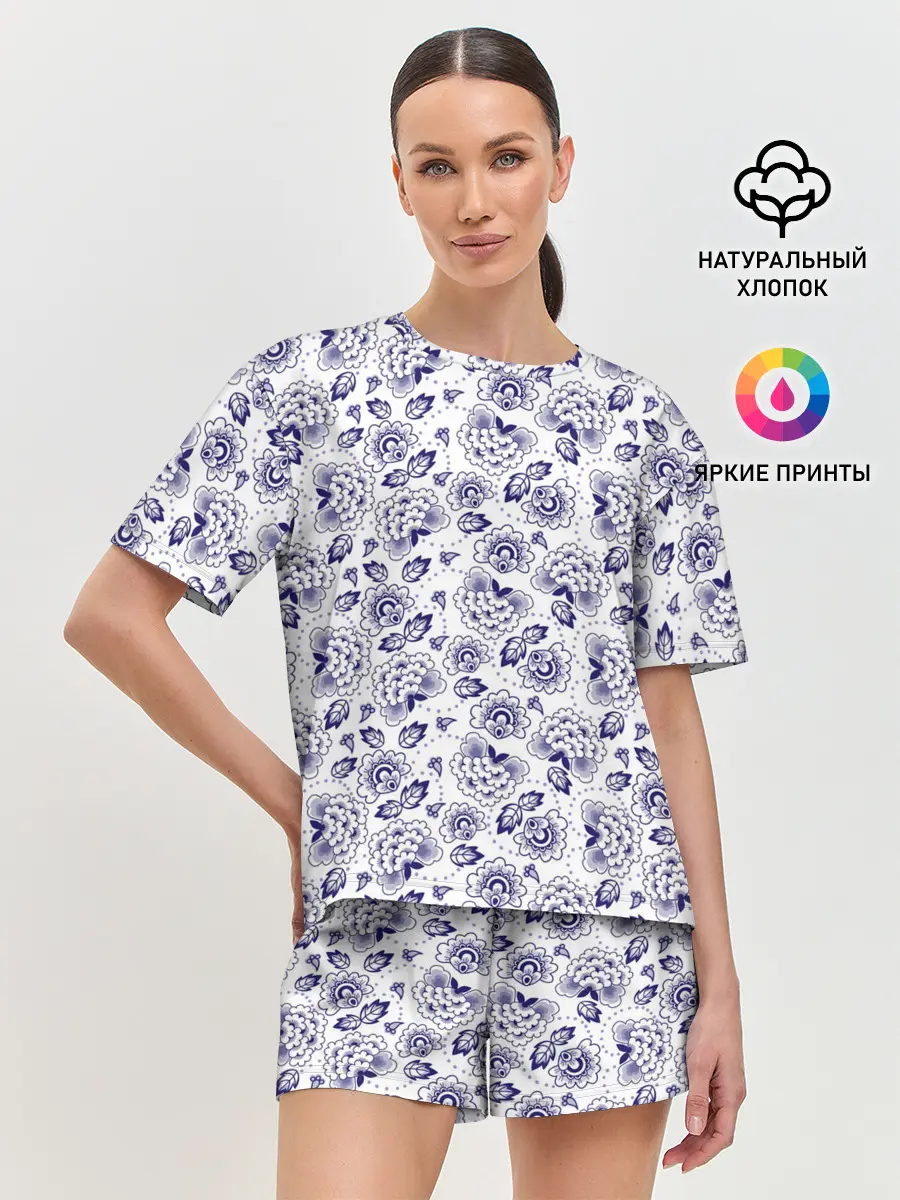 Женская пижама с шортами / Узор