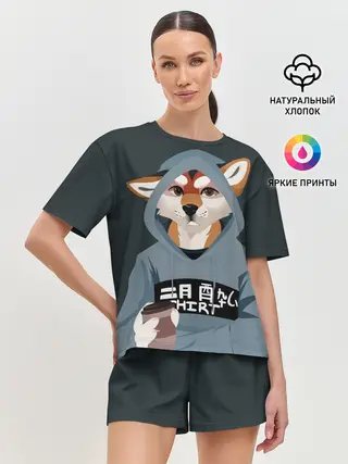 Женская пижама с шортами / Furry fox