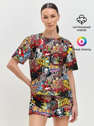 Женская пижама с шортами / Логотипы Аниме Мультиков