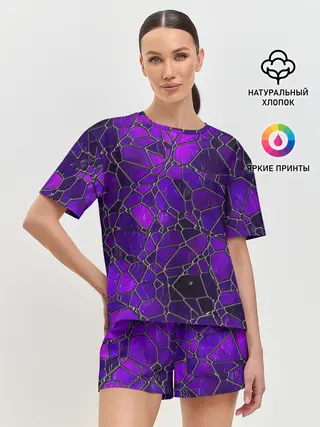 Женская пижама с шортами / Стеклянная мозайка