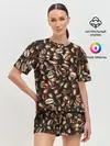 Женская пижама с шортами / Зерна Кофе