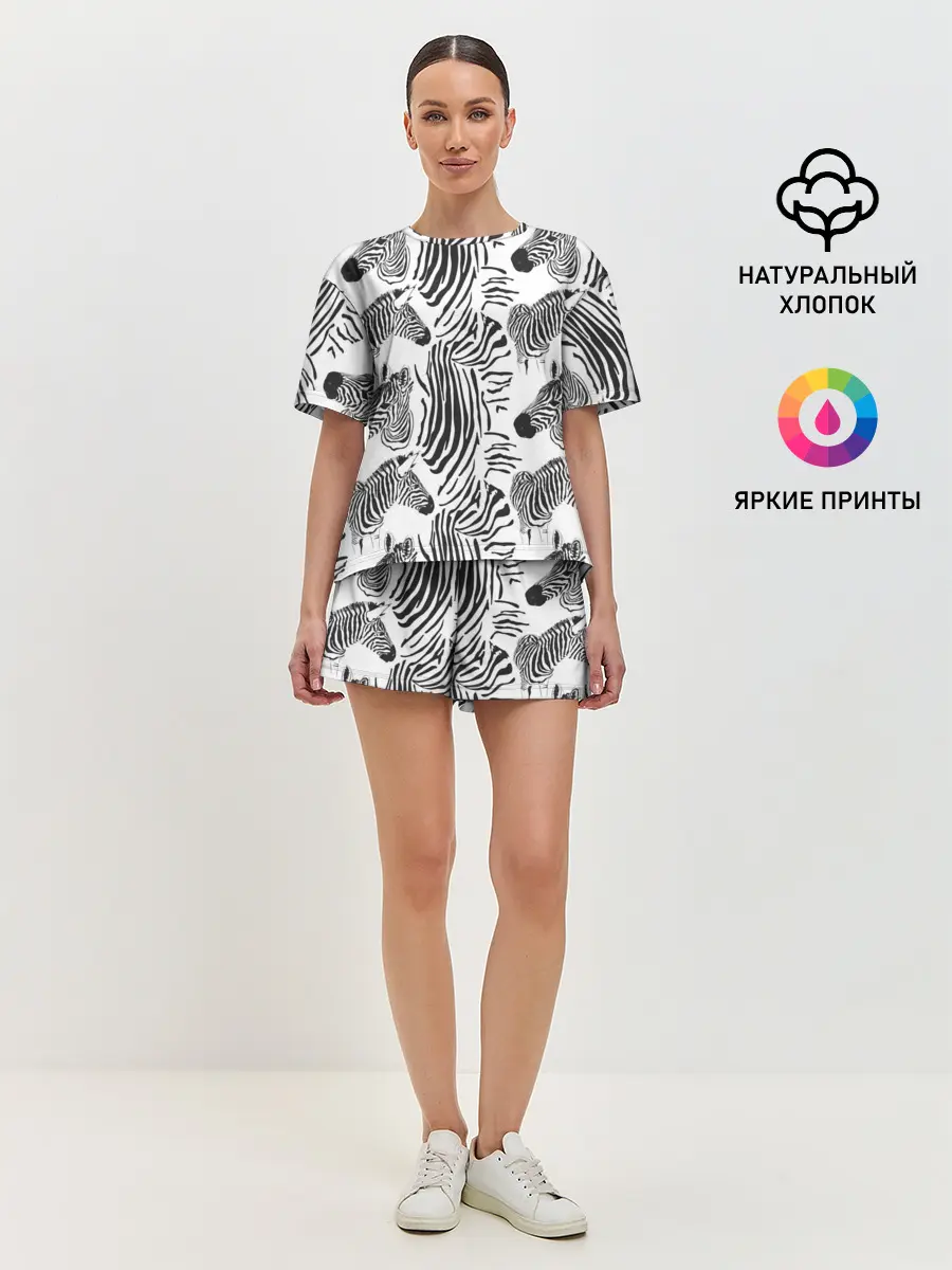 Женская пижама с шортами / Зебра
