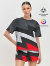 Женская пижама с шортами / Черно-красные зигзаги