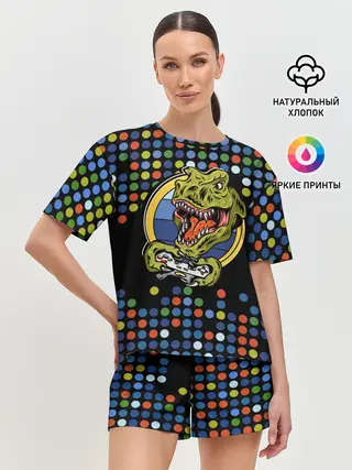 Женская пижама с шортами / Динозавр-игрок