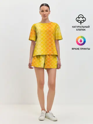 Женская пижама с шортами / Желтая чешуя