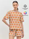 Женская пижама с шортами / Поп арт, мишень, диски дождь