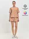 Женская пижама с шортами / Поп арт, мишень, диски дождь